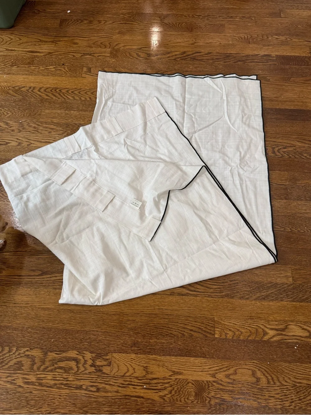 62” Threshold curtain pair white w/black trim